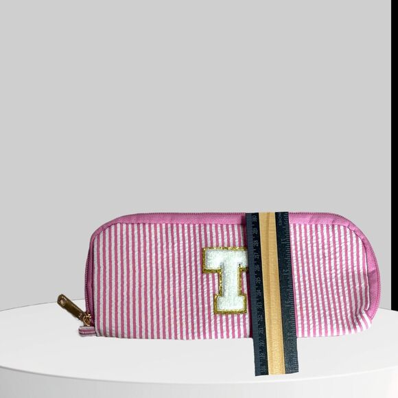 Cosmetic Bag 2 piece Initial T on Both Preppy.  Gift for Friend, Family Teacher - Picture 7 of 7